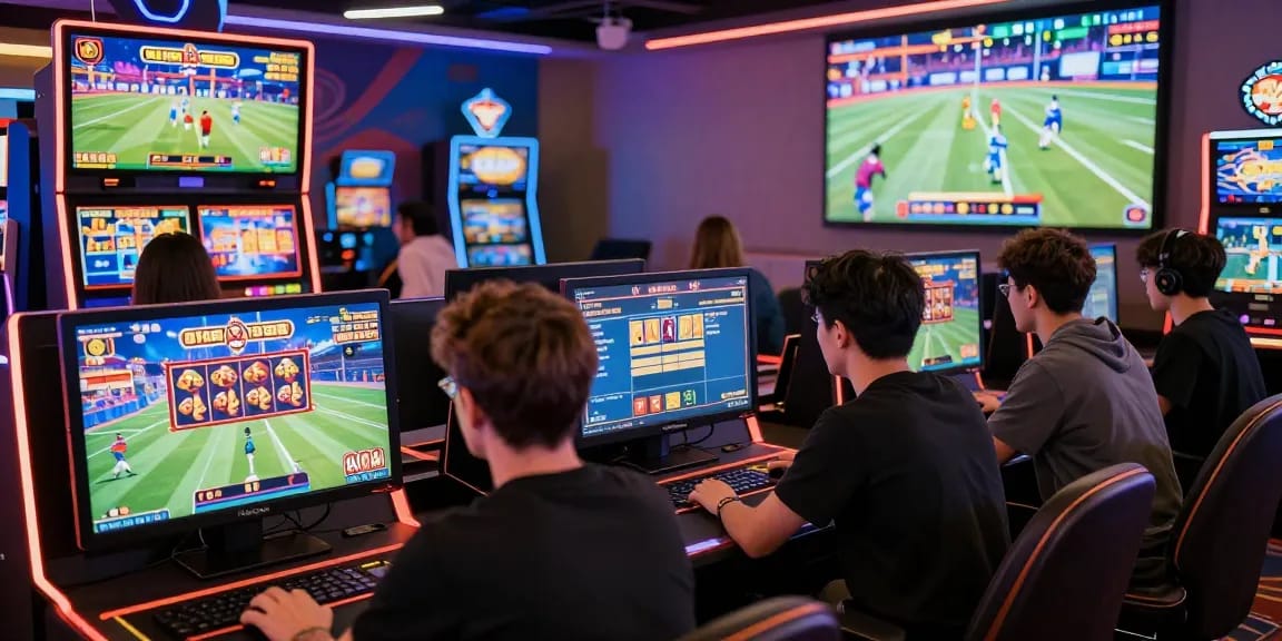 Exciting scene at 79club online gaming platform showcasing players enjoying live dealer games and slot machines.