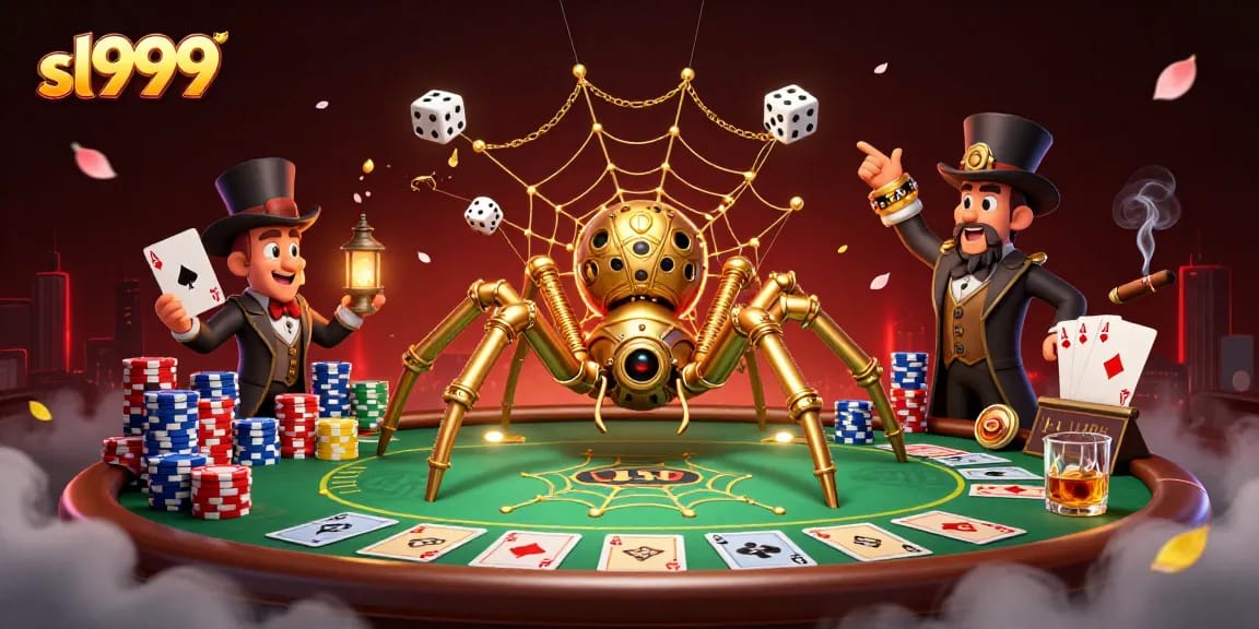 Jogue sl999 em um cassino virtual com um cenário repleto de fichas e mesas de poker.