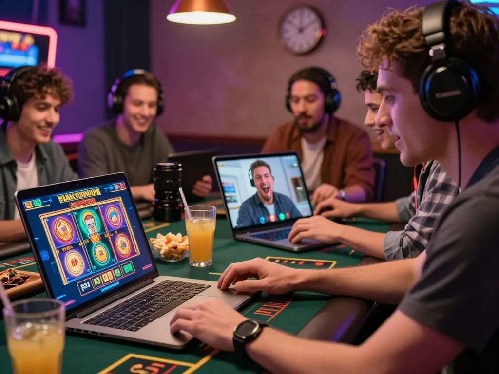 Exciting online gaming experience with NK 88 players enjoying various games in a virtual casino.