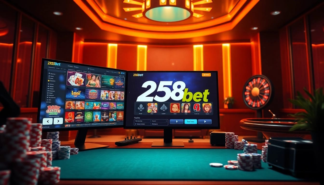Engaging online gambling scene showcasing 258bet with casino games and excitement.