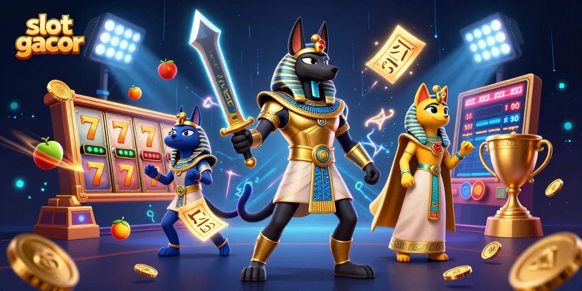 Engage in winning spins with slot gacor featuring vibrant reels, golden accents, and action-packed elements.