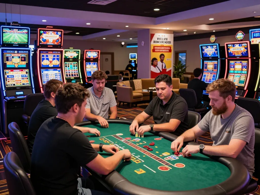 Engaging gaming scene showcasing 12bet brasil with players enjoying slots and live blackjack.