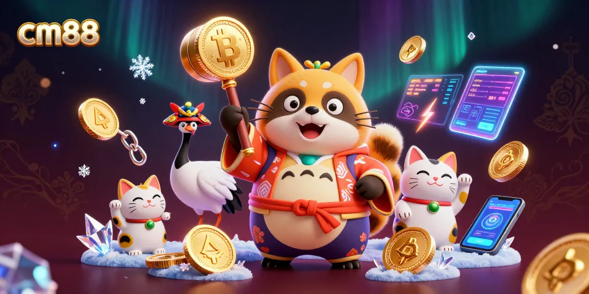 Experience thrilling gaming at cm88 with vibrant casino characters and crypto elements