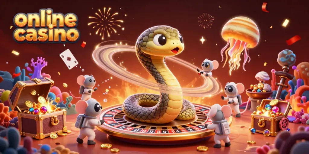 Experience online casino excitement with astronaut mice betting on Saturn's rings in vibrant 3D.