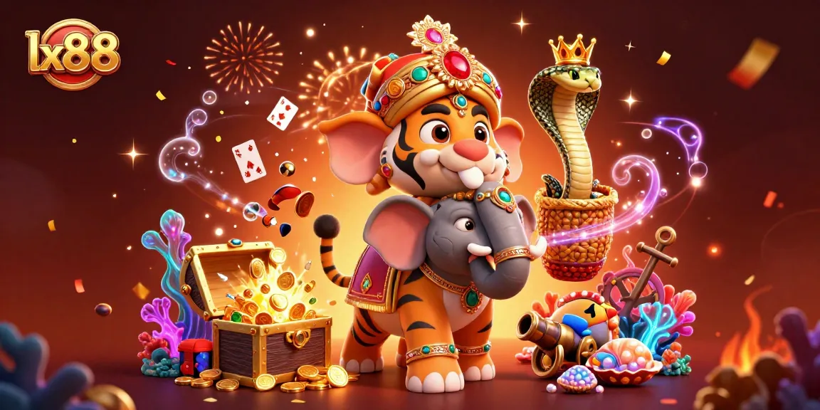 Engage with the vibrant lx88 gaming world through this stunning 3D casino art featuring a majestic tiger and more.