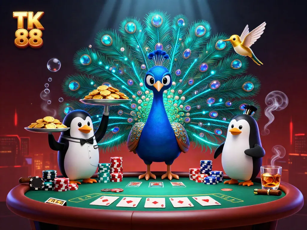Experience thrilling gameplay at TK 88 with a vibrant casino scene filled with poker excitement.