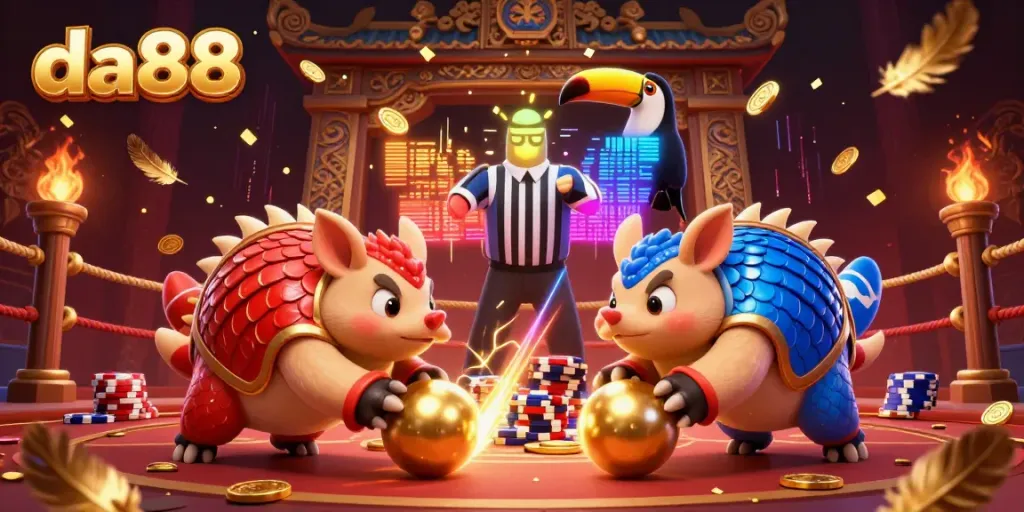 Experience thrilling sports betting action with da88's vibrant pangolin characters and dynamic gaming elements.