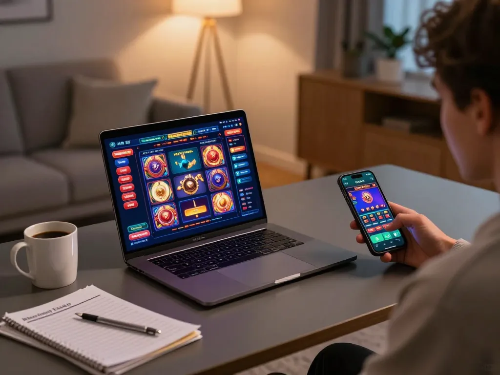Engaging fun79 online gaming experience at home with vibrant casino interface.