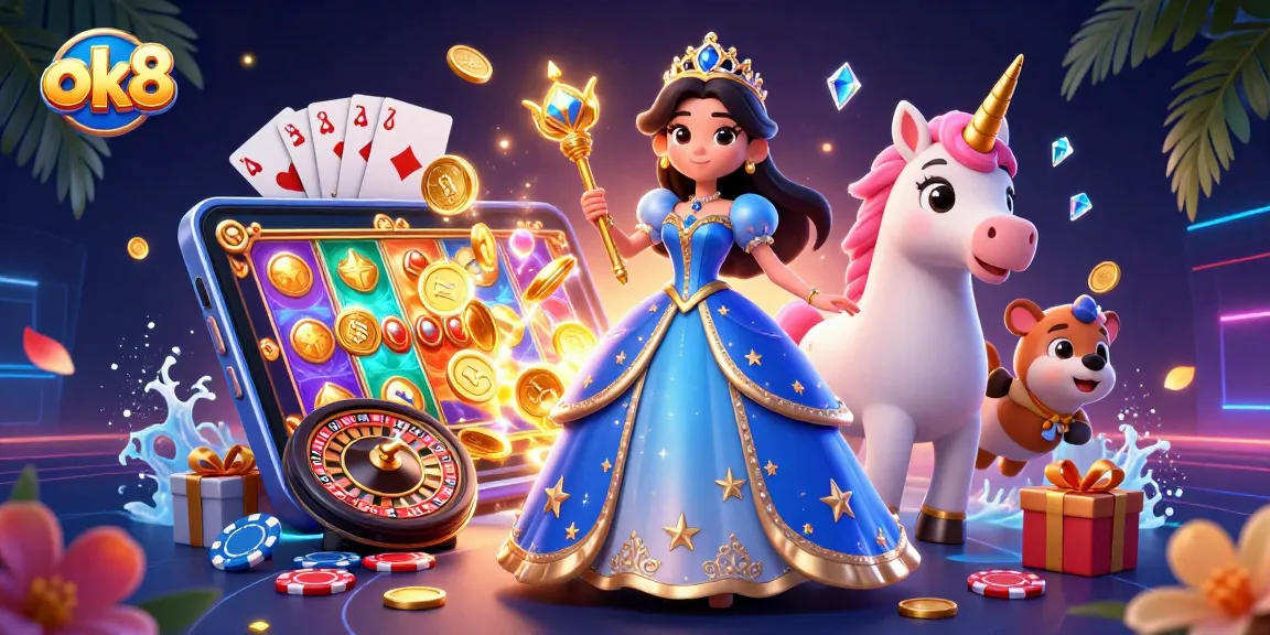 Spin the reels and win at ok8 with a stunning royal blue casino scene filled with excitement.