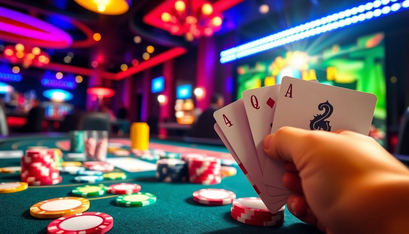 Erleben Sie den neuen casino bonus ohne einzahlung neu mit bunten Chips und Karten in einem festlichen Ambiente.