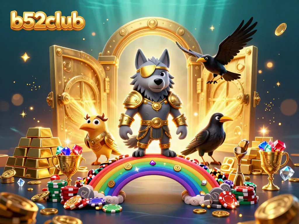 Experience the thrill of b52club with Odin, ravens, and dazzling treasure in a vibrant casino world.