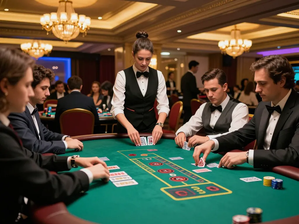 Engaged players at 27G casino blackjack table strategizing their bets