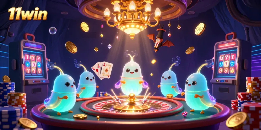 Experience the vibrant energy of 11win's casino with dynamic glowworms illuminating the gameplay.