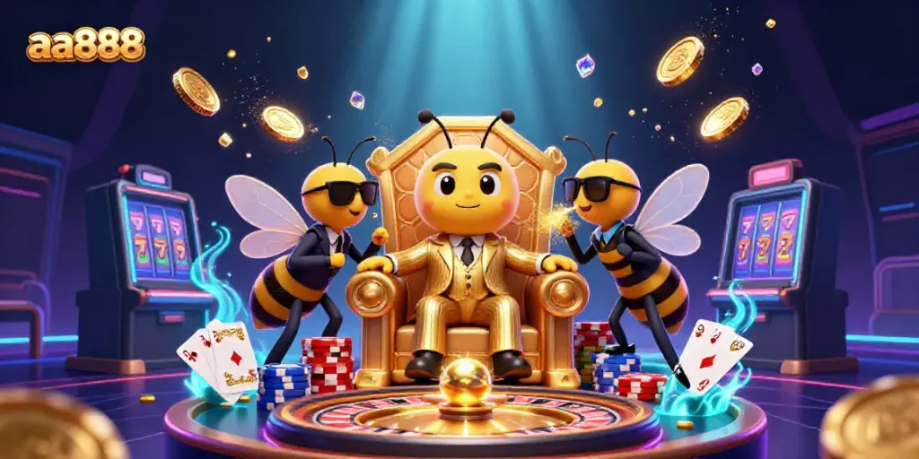 Experience the exciting world of aa888 with vibrant casino elements and engaging characters.
