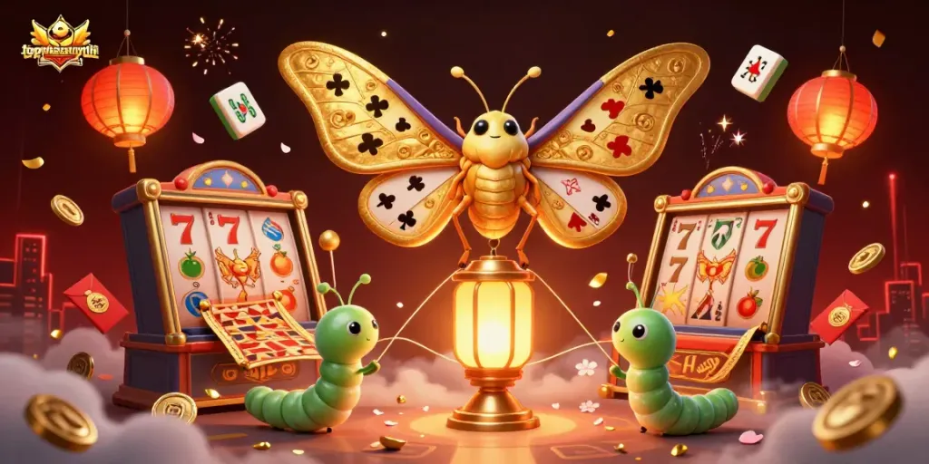 Experience the excitement of topnhacaiuytin with a vibrant 3D casino scene filled with dynamic slot action and rich gaming symbols.