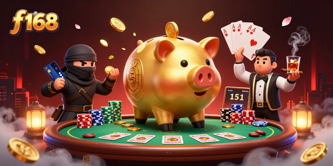 Engage in exhilarating gaming action at f 168 with a dynamic piggy bank sumo wrestler.