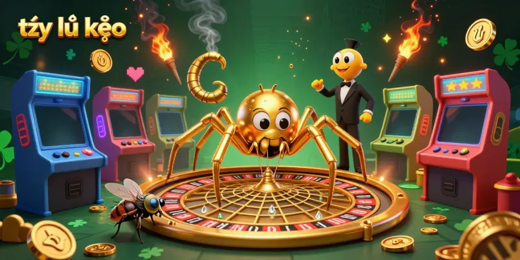 Engage with tỷ lệ kèo as a golden spider spins a roulette web, enhancing betting excitement.