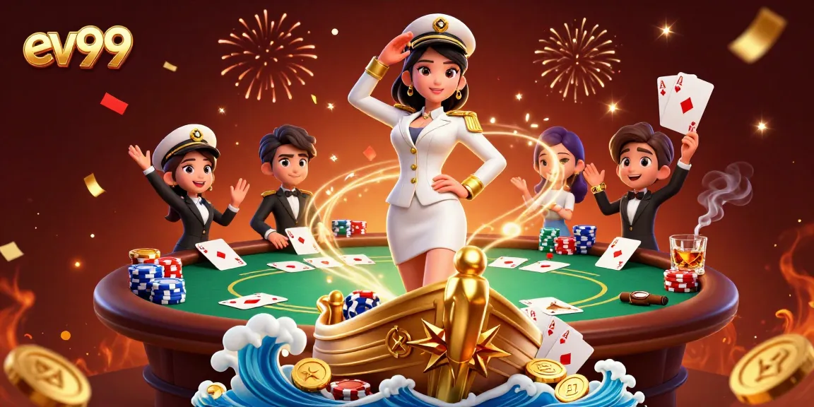 Bet on ev99 with high-stakes poker action at a vibrant casino scene surrounded by golden coins.