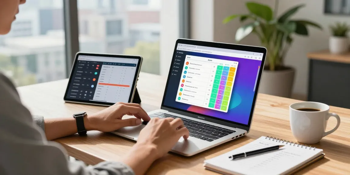 Utilizando calculadoras online grátis em um ambiente moderno e iluminado com ferramentas e laptops.