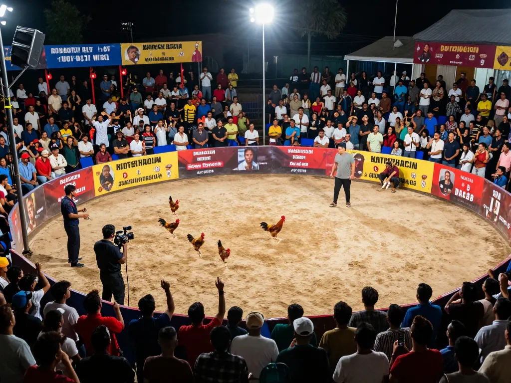 Experience the excitement of gà 88 live chicken fights at DAGA88 with vibrant crowds and intense matches.