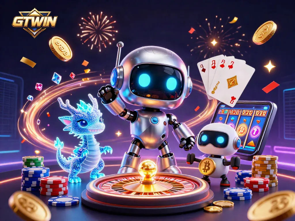 Experience thrilling gaming at GTWIN with vibrant casino elements and engaging characters.