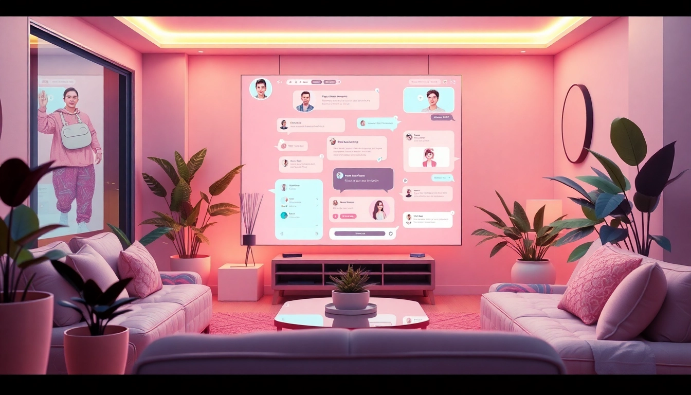 Explore an engaging virtual chat setting showcasing crush on ai interactions with friendly AI characters.
