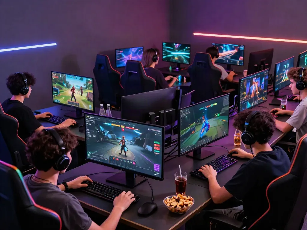Exciting gaming experience on https://man88.hair/ with diverse players enjoying a modern gaming setup.